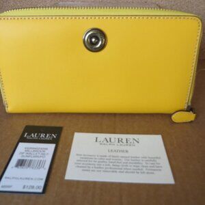 LAUREN Ralph Lauren Sunflower Millbrook Zip Wallet NWT